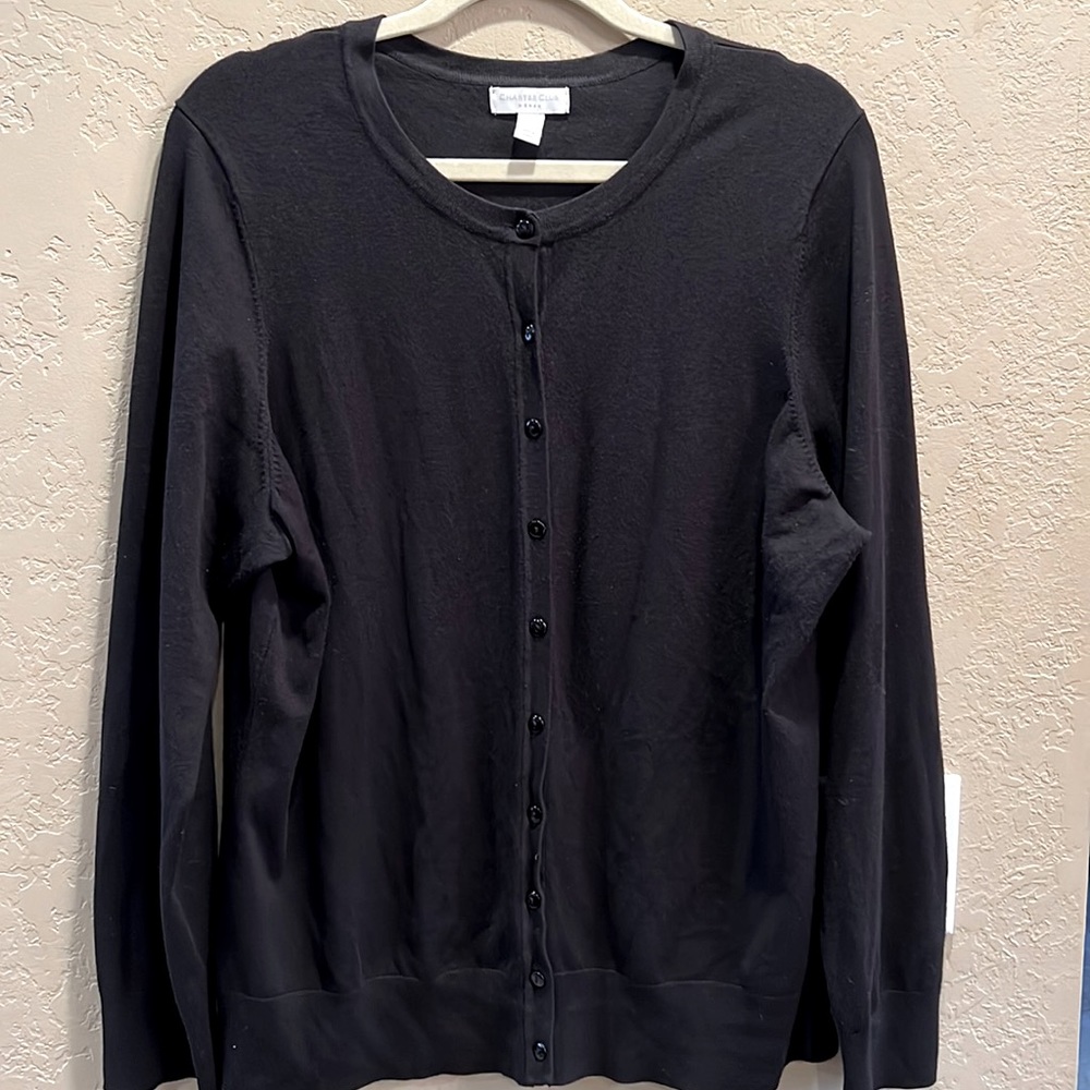Charter club Woman lightweight sweater cardigan color black size 1X